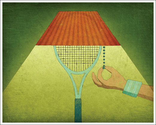 Editorial Illustration - Tennis Magazine: Night Tennis © RAWTOASTDESIGN