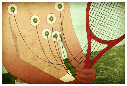 Editorial Illustration - Tennis Magazine: Stress Test © RAWTOASTDESIGN